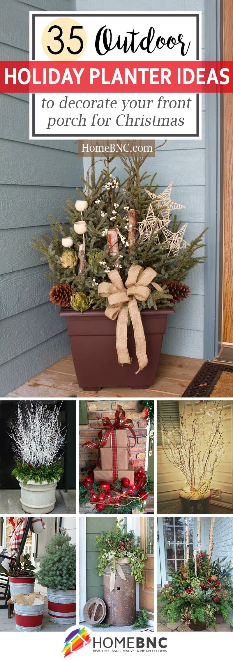 front porch christmas planters