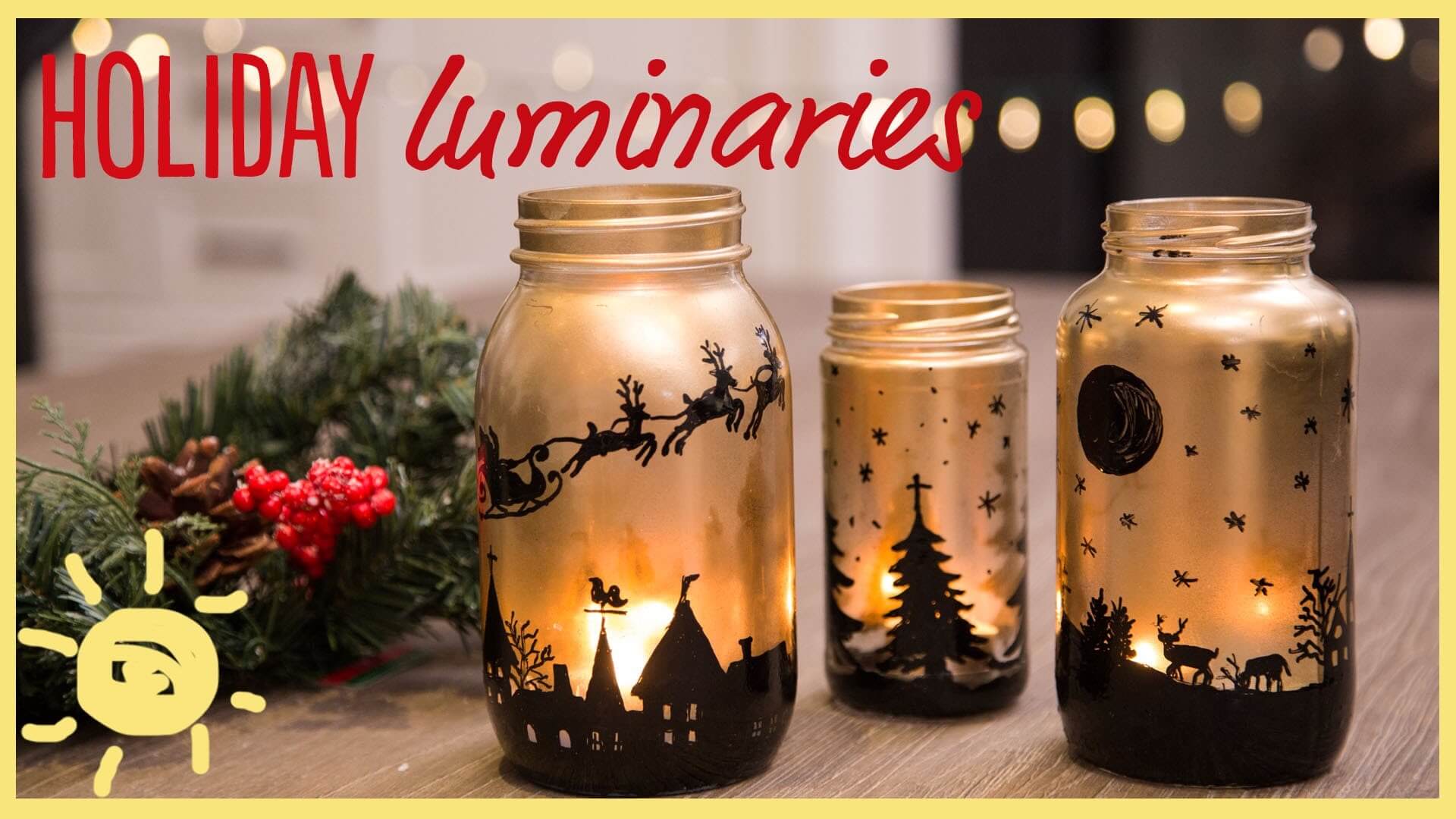 Black and Gold Canning Jar Silhouette Candles