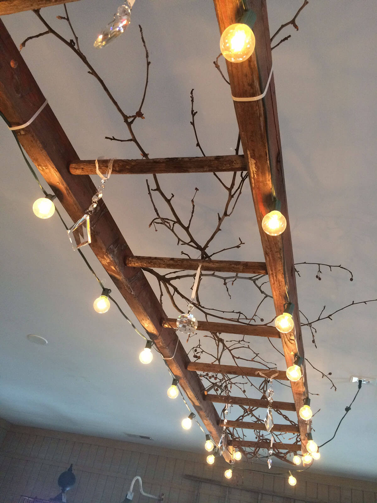 Rustic Ceiling Ladder Light Fixture