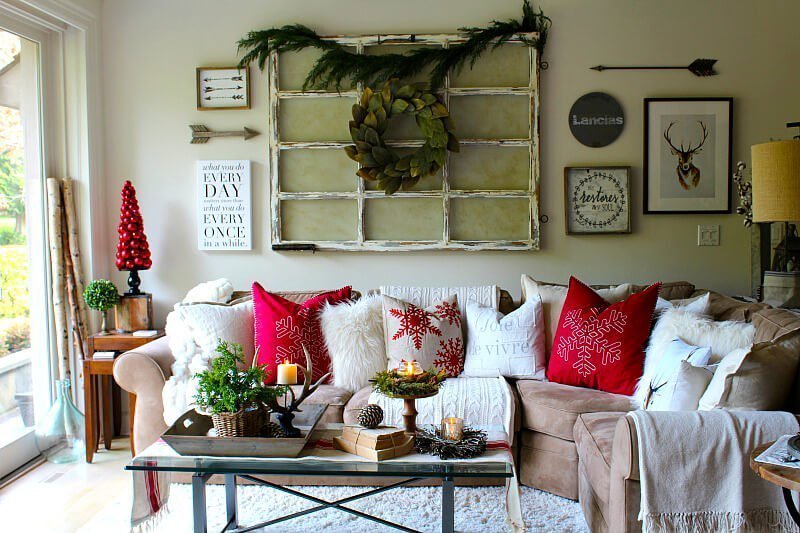 Cozy Couch with an Innovative Wreath