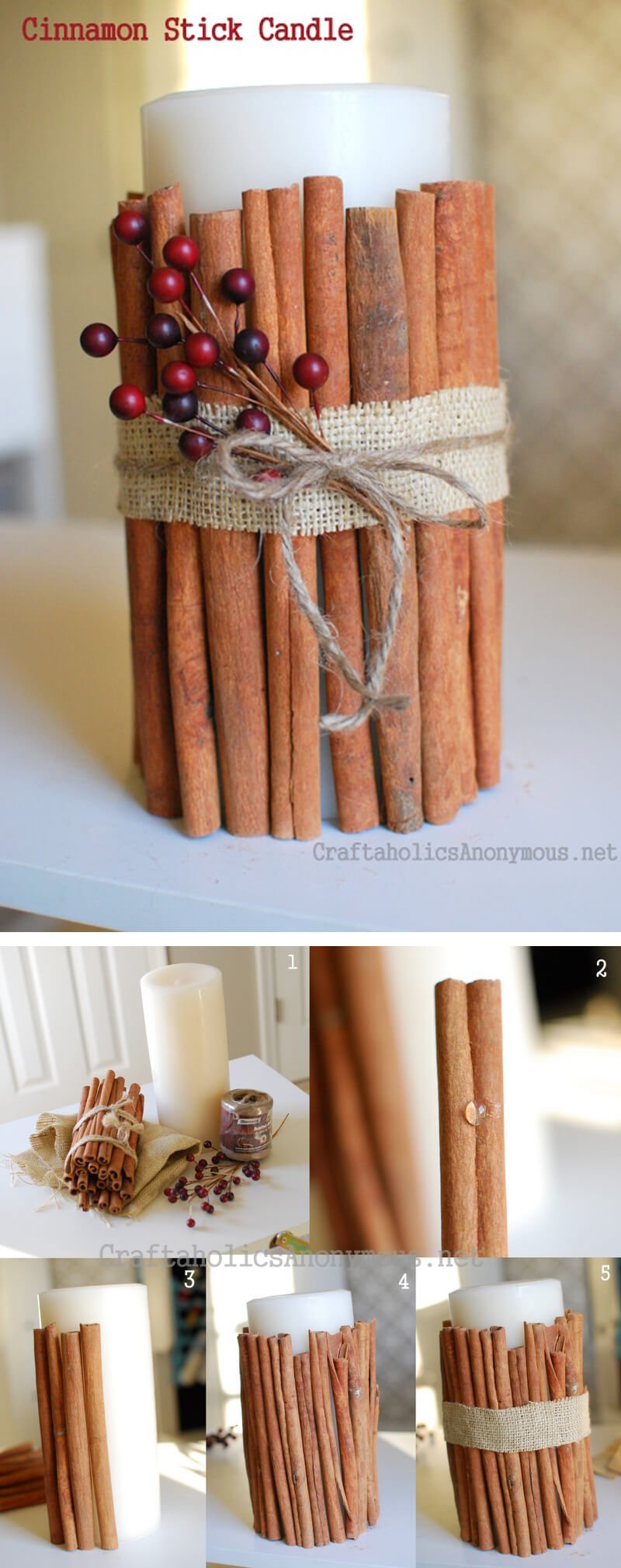 Classy Cinnamon Stick Decorated Candle