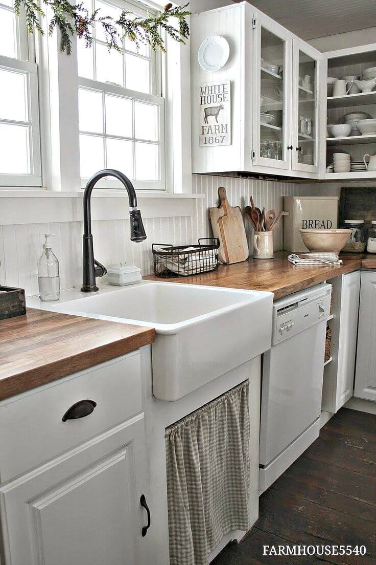 Floor to Ceiling Whitewashed Country Kitchen