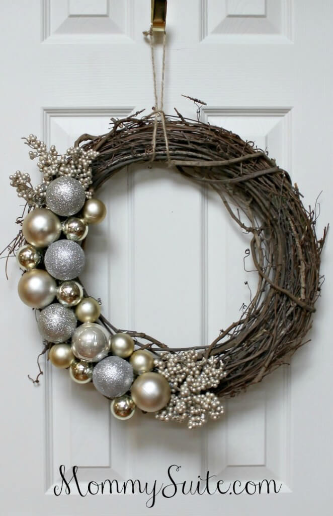 Elegant $10 Metallic Ornament Wreath