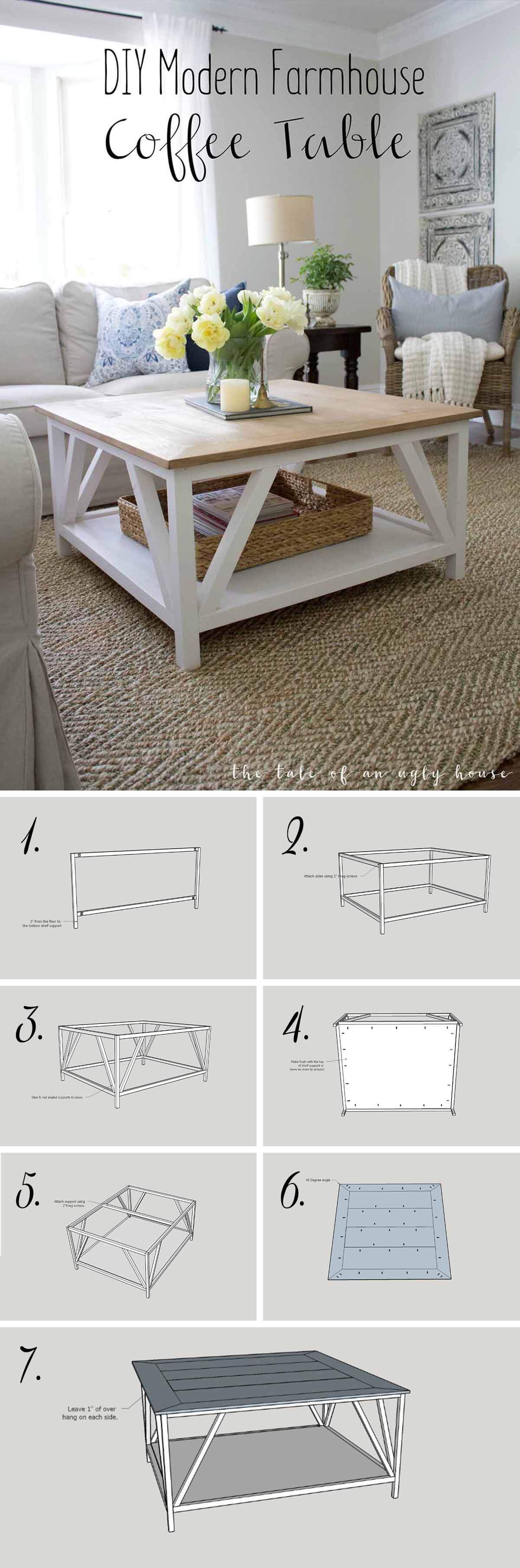 25 Best DIY Farmhouse Coffee Table Ideas and Designs for 2020