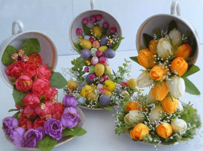 Centre de table fait maison avec des fleurs