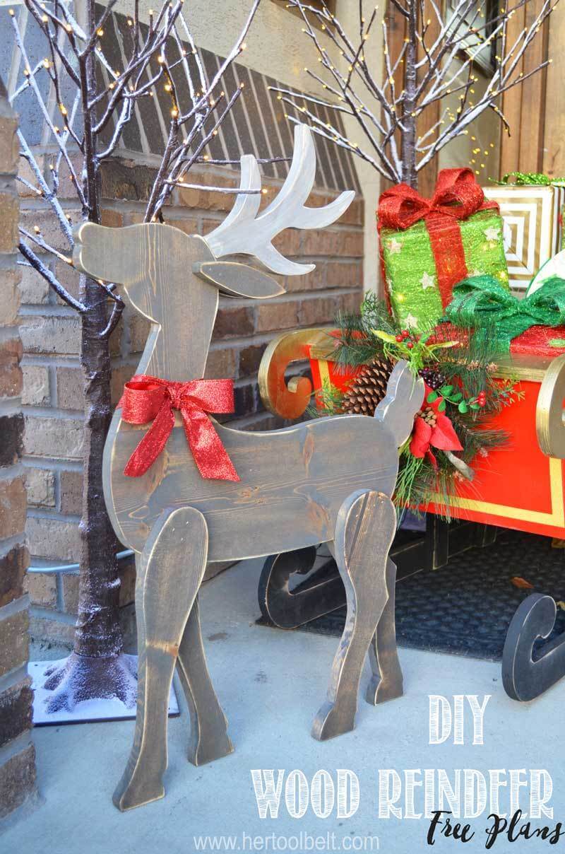 Hand Carved Wood Reindeer Silhouette