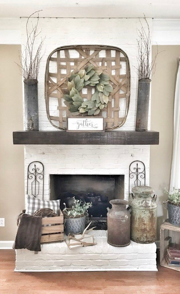 Dramatic Rustic Floor-to-Ceiling Mantel Design