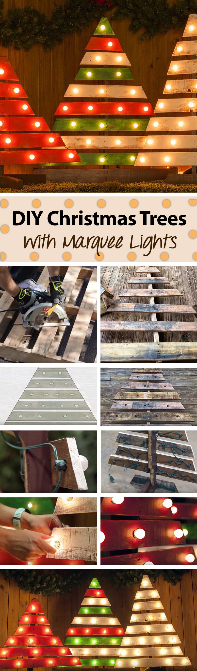 Repurposed Wood Pallet with Marquee Lighting