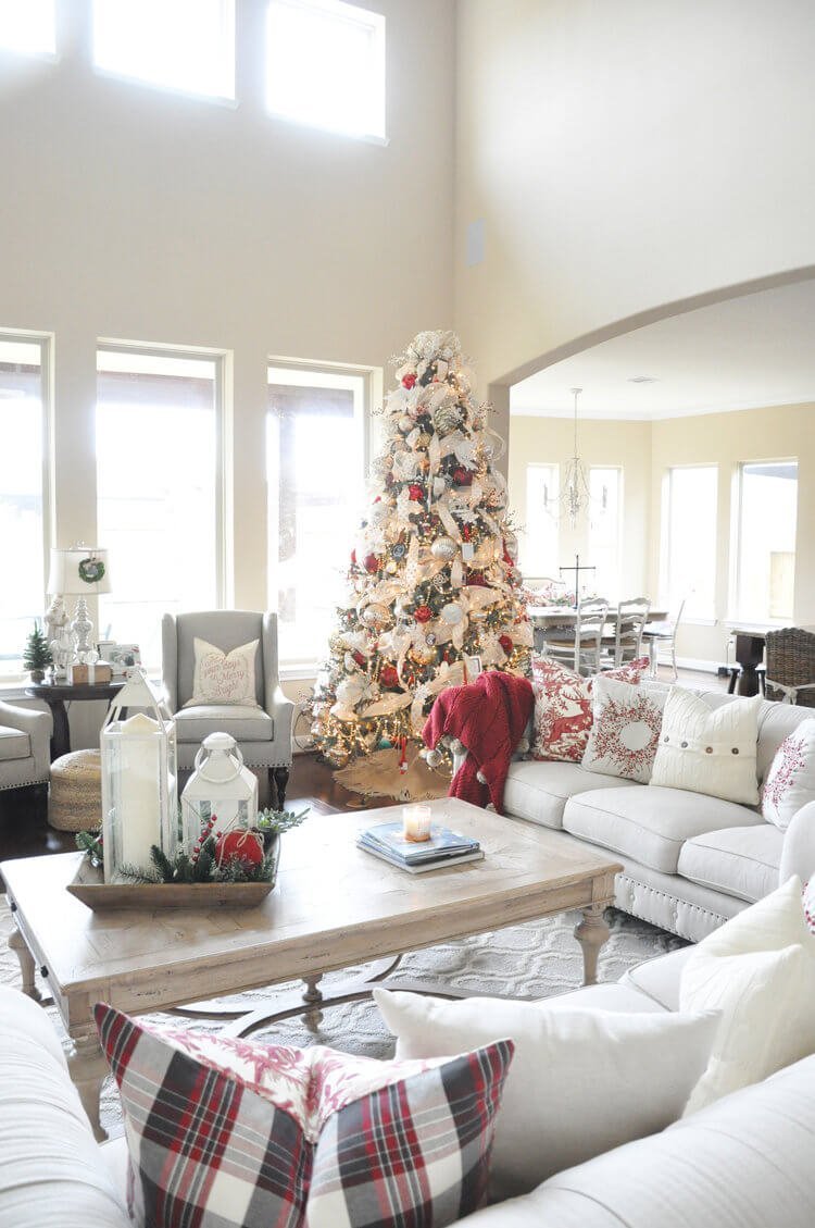 Gold and White Garlanded Tree