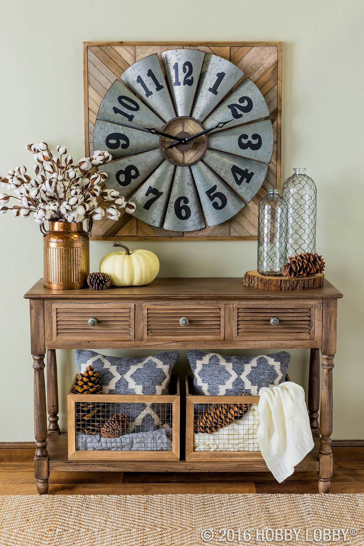 Fall Bounty Pumpkin and Pinecone Assemblage