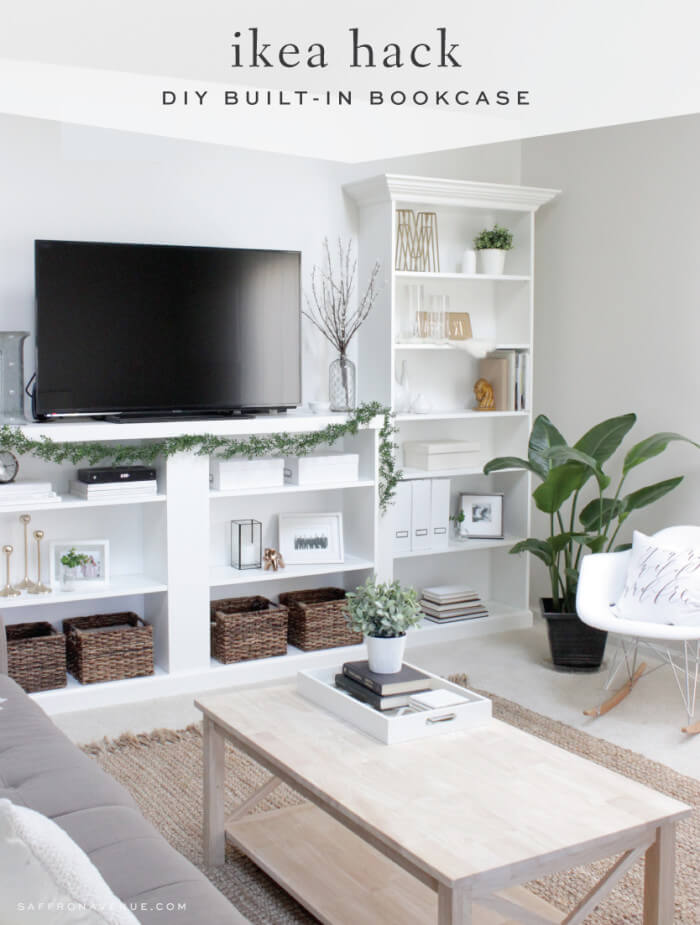 Unobtrusive White Wall Bookcase for Living Room