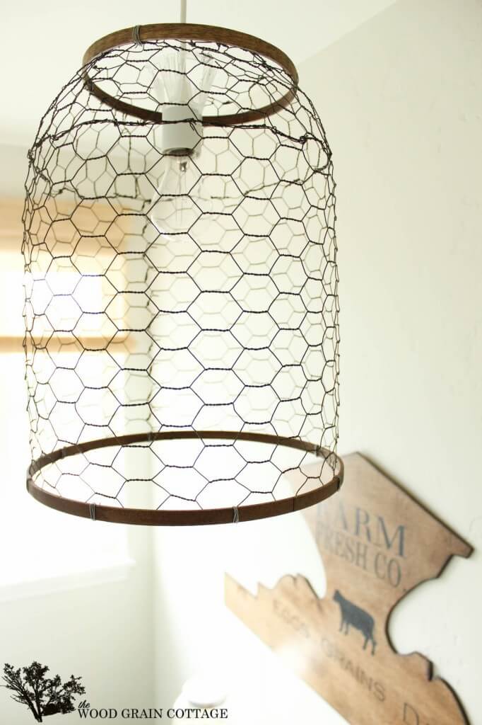 Farmhouse Style Light with Chicken Wire