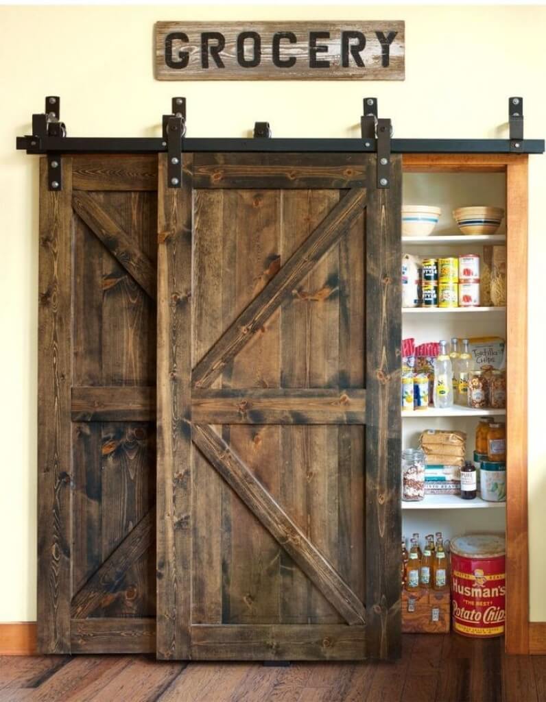 Barn Door Pantry with Vintage Accessories