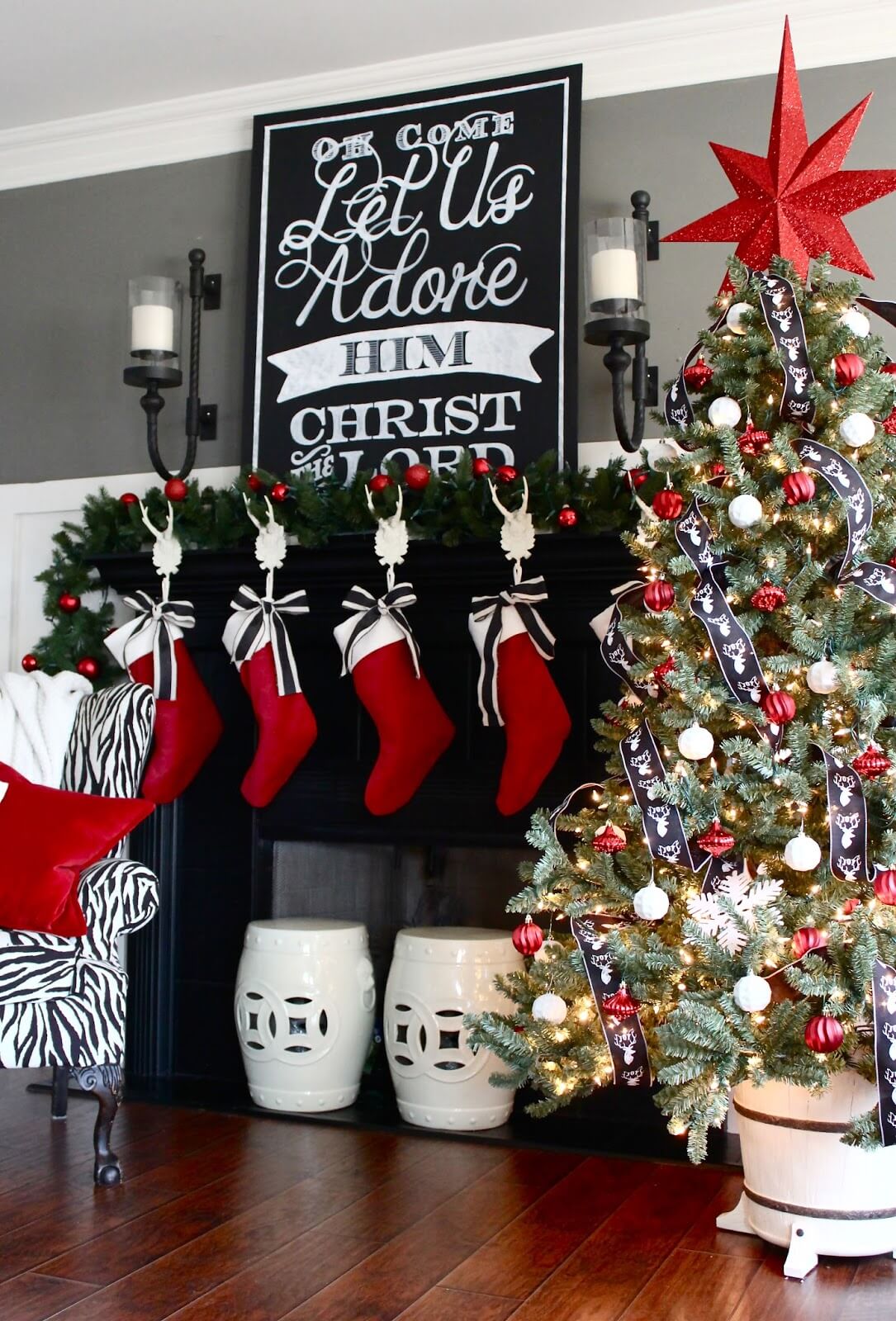 red and gray christmas decorations