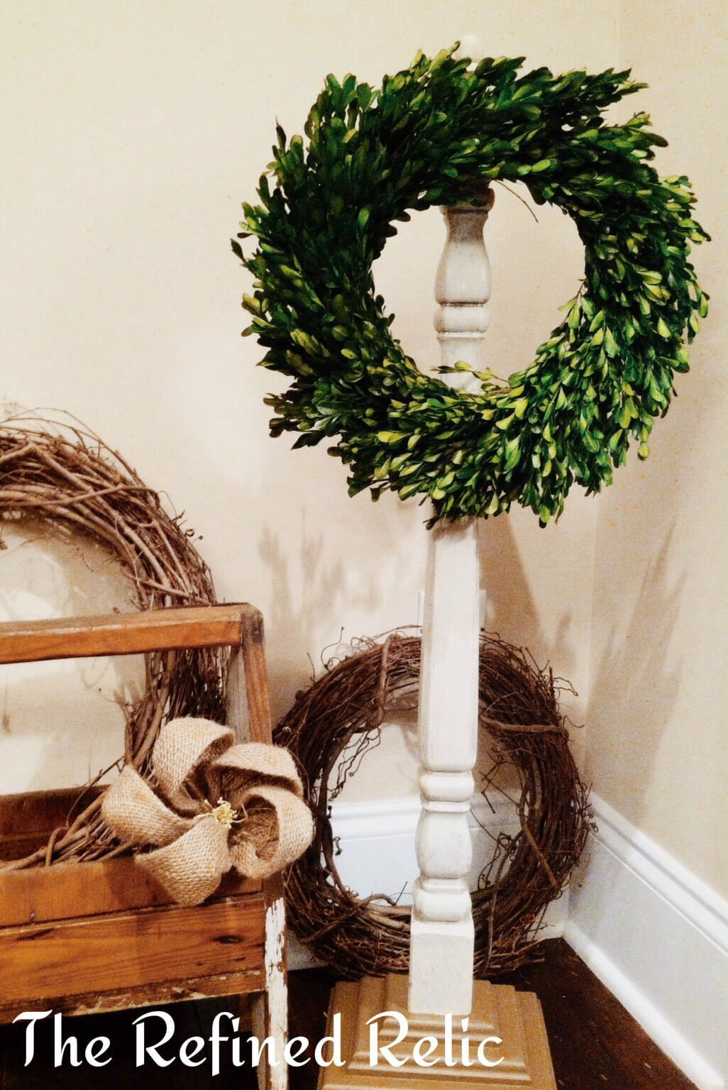 Bucolic Pedestal Style Wreath Display