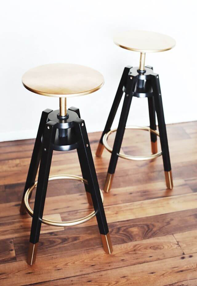 Retro Stools with Metallic Finish