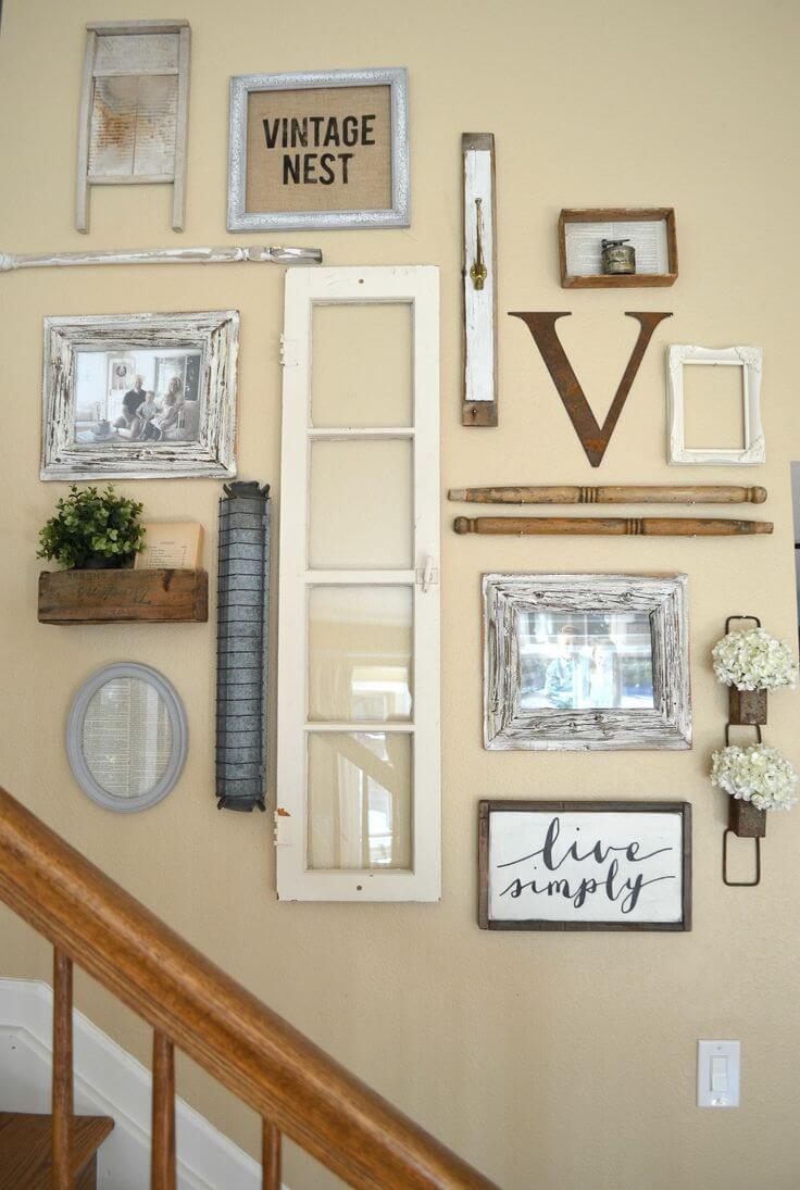 Upcycled Architectural Salvage Stairway Wall