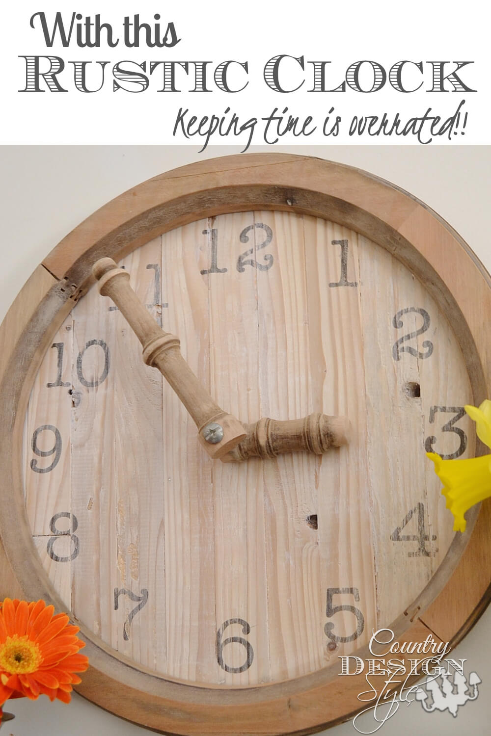 Rustic Wooden Clock Country Accent