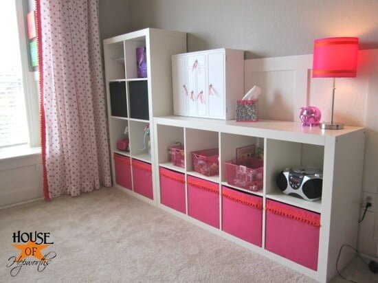 Horizontal Shelving Unit for Bedroom Wall