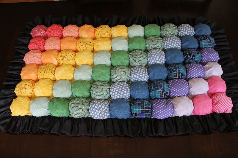 Mixed Pattern Rainbow Pouf Rug