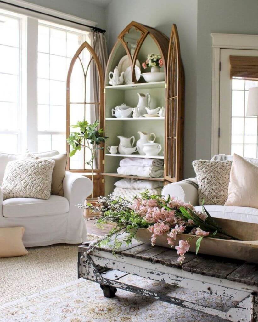 Elegant Gothic Revival China Cabinet