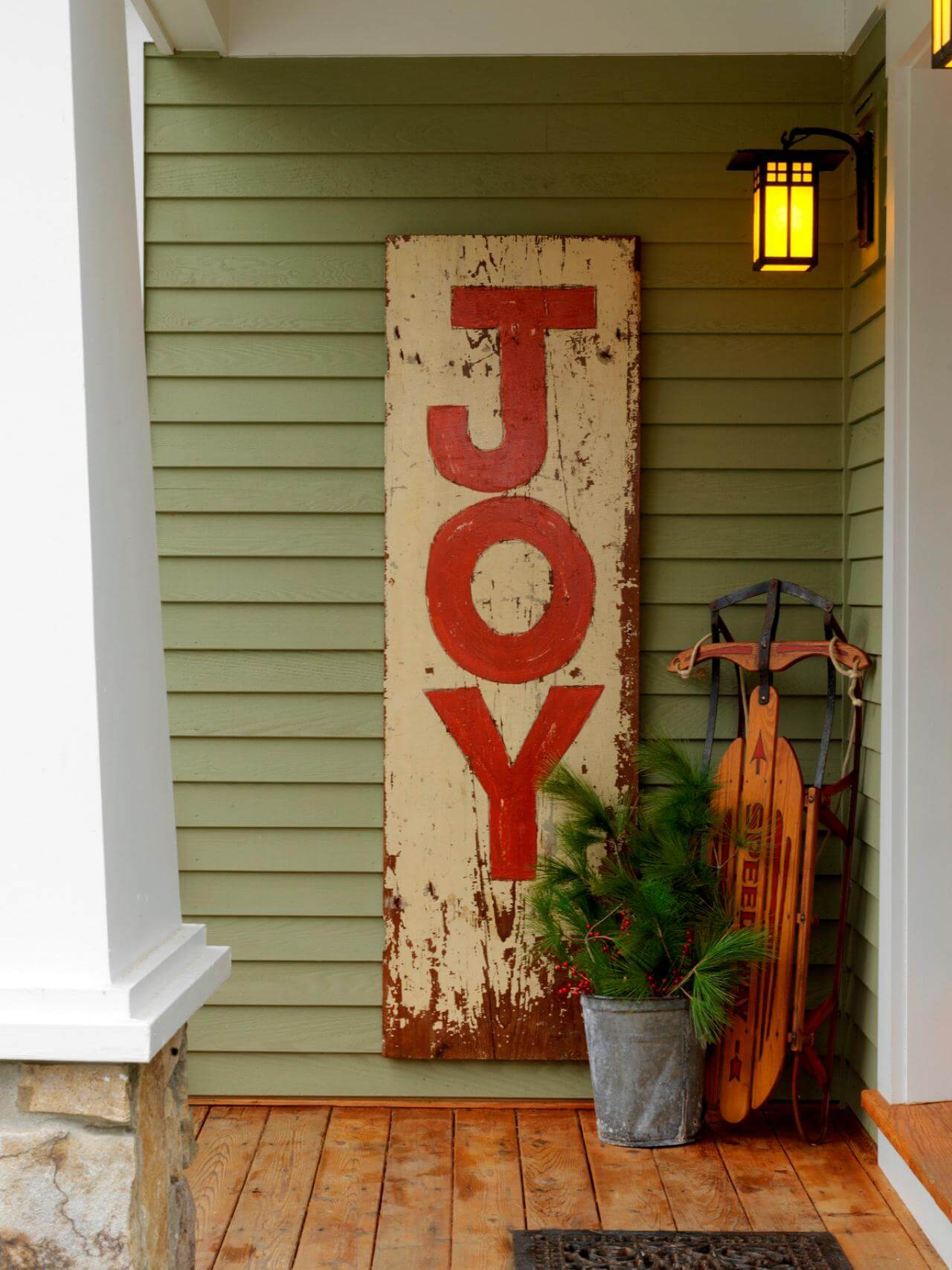 Weathered Wood Plank Christmas Sign