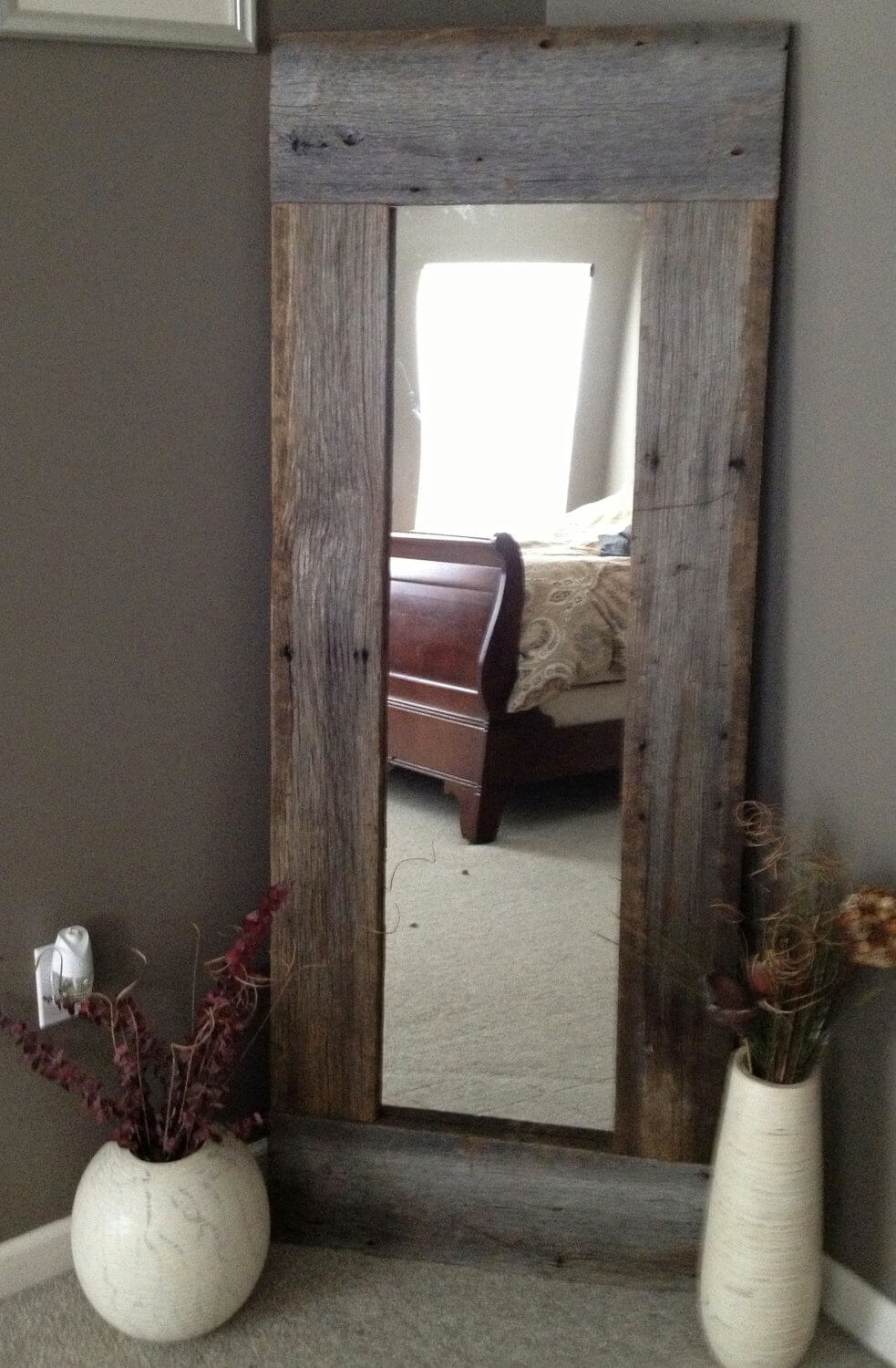 Full-Length Rectangular Barn Wood Mirror