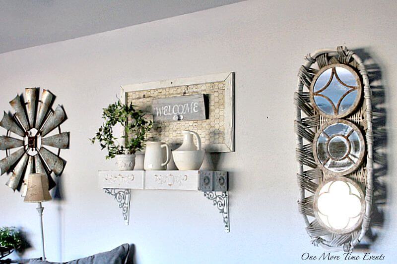 Gathering Basket Mirrors and Sewing Cabinet Shelves