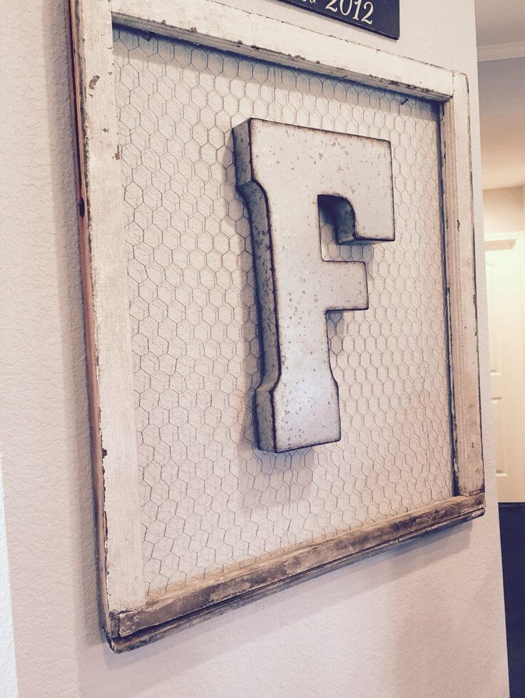 Chicken Wire Framed Family Monogram