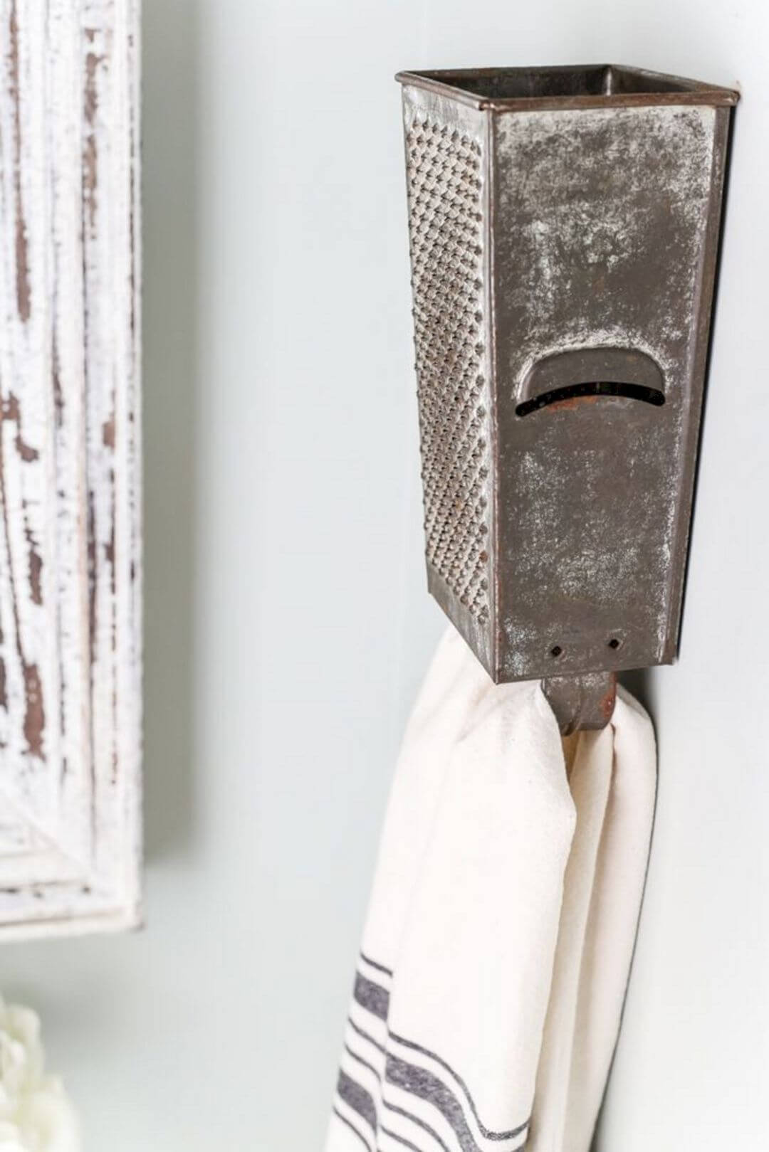 Clever Repurposed Cheese Grater Towel Holder