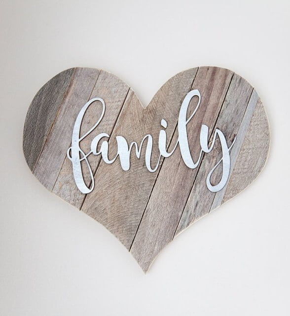 Heart-Shaped Pallet Wood Family Art