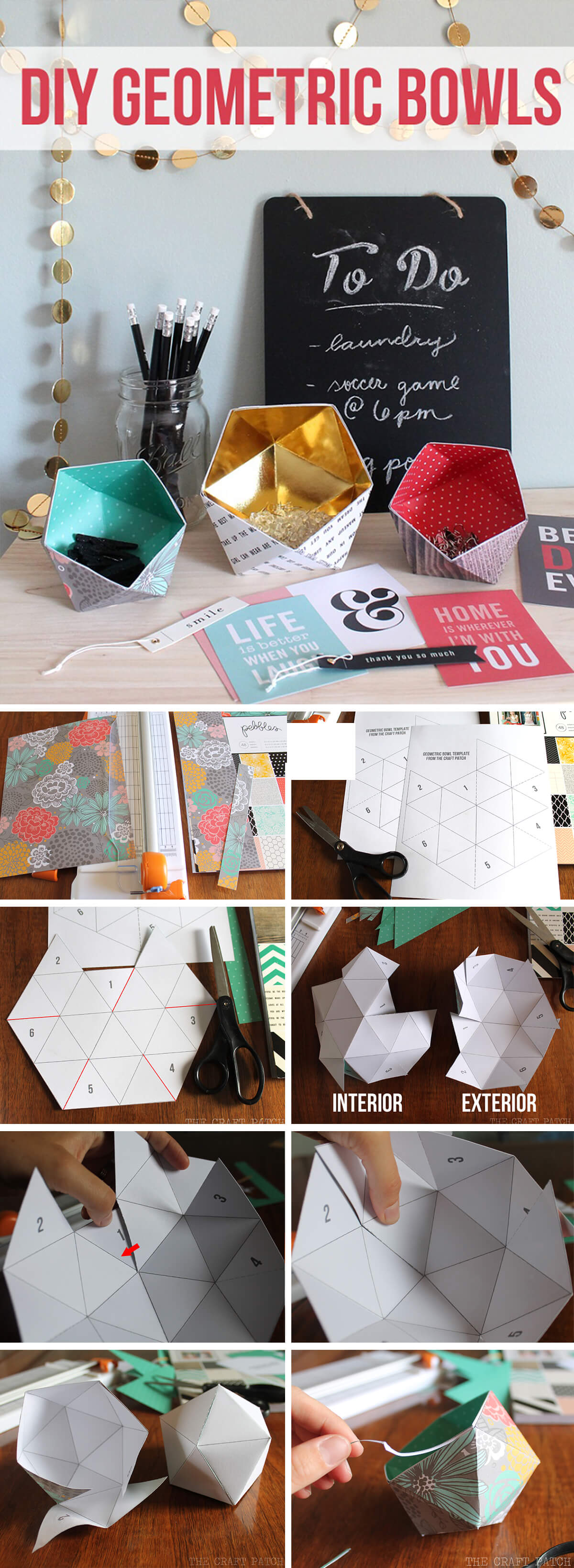 Pretty DIY Geometric Paper Bowls