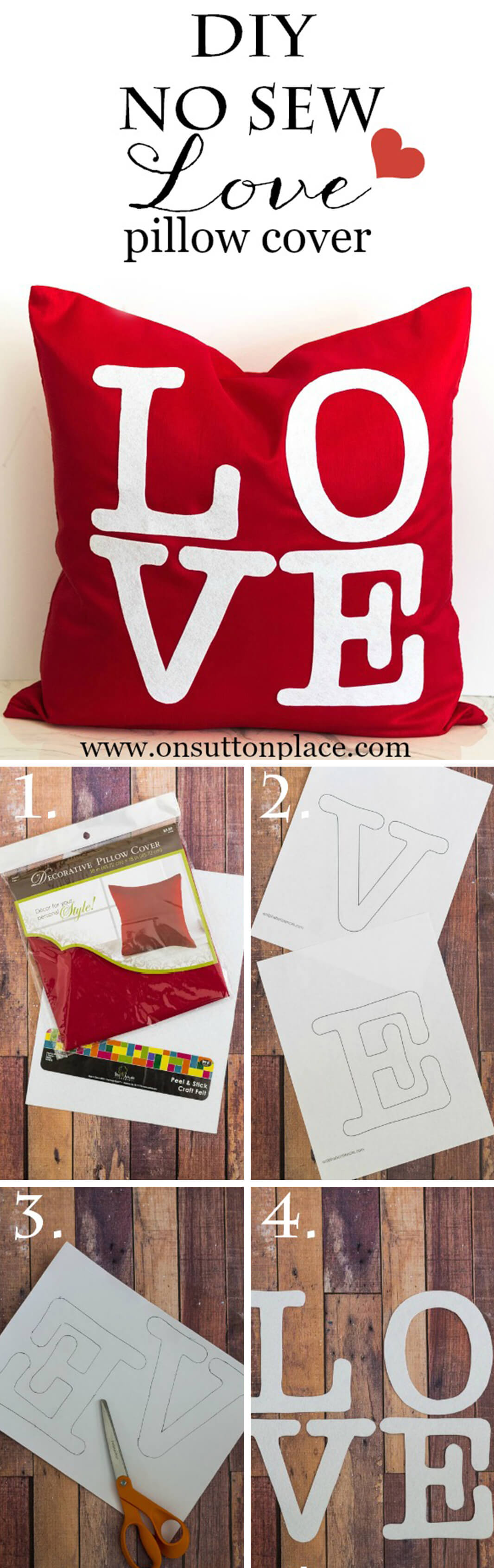 "Love" No Sew Pillow Cover
