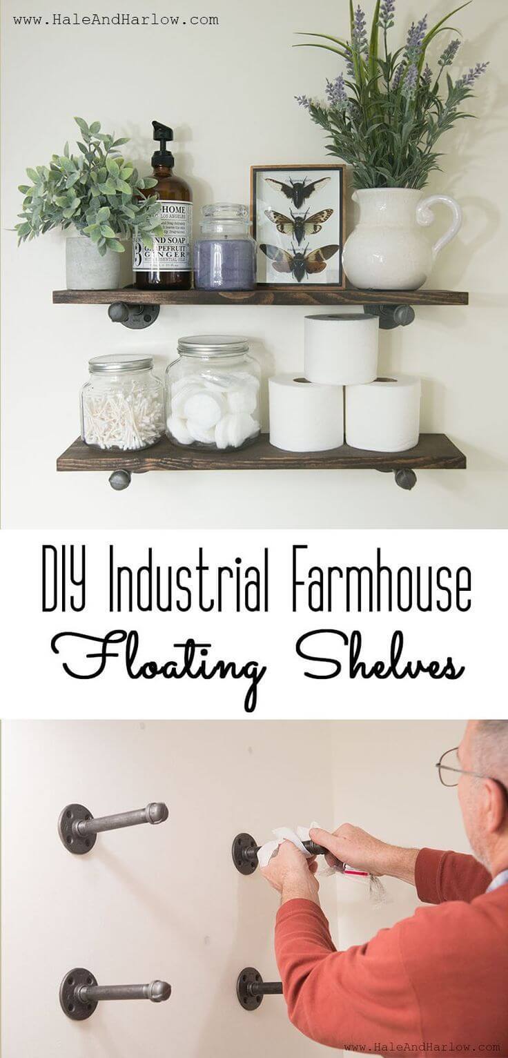 Industrial Farm House Floating Shelves, Industrial Floating Shelves Bathroom Designs