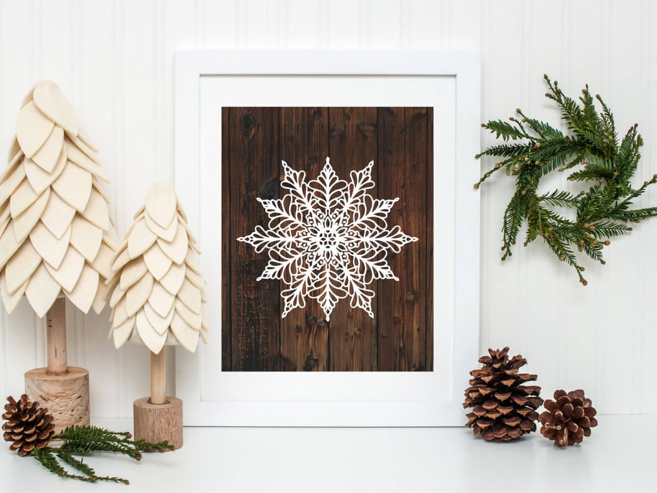 Textured Trees and Stenciled Snowflakes