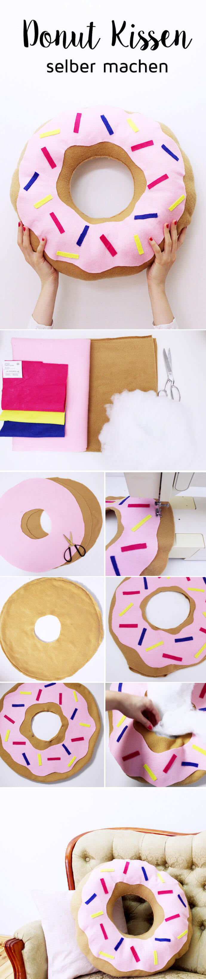 Cute DIY Doughnut Throw Pillow