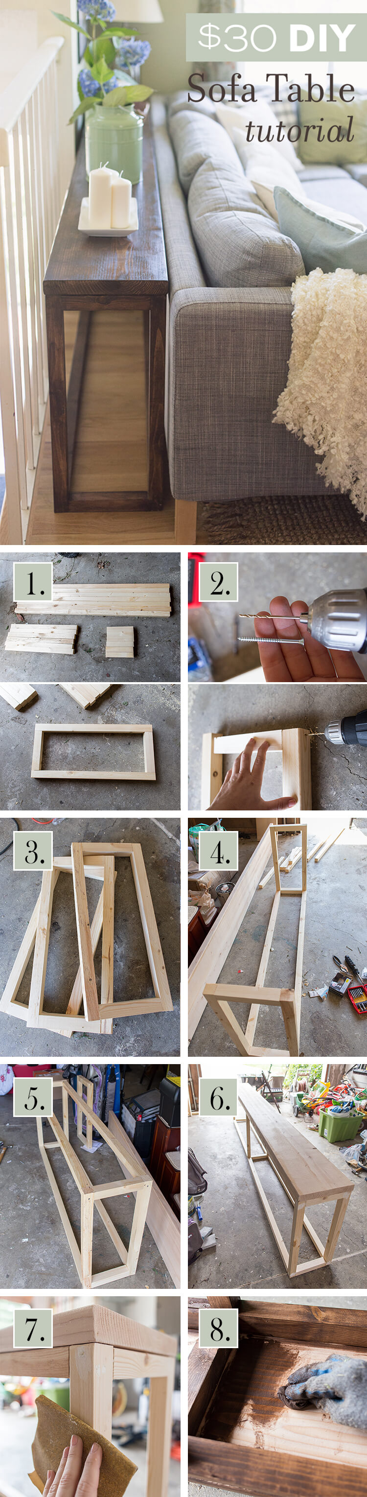 DIY Wall to Wall Sofa Table