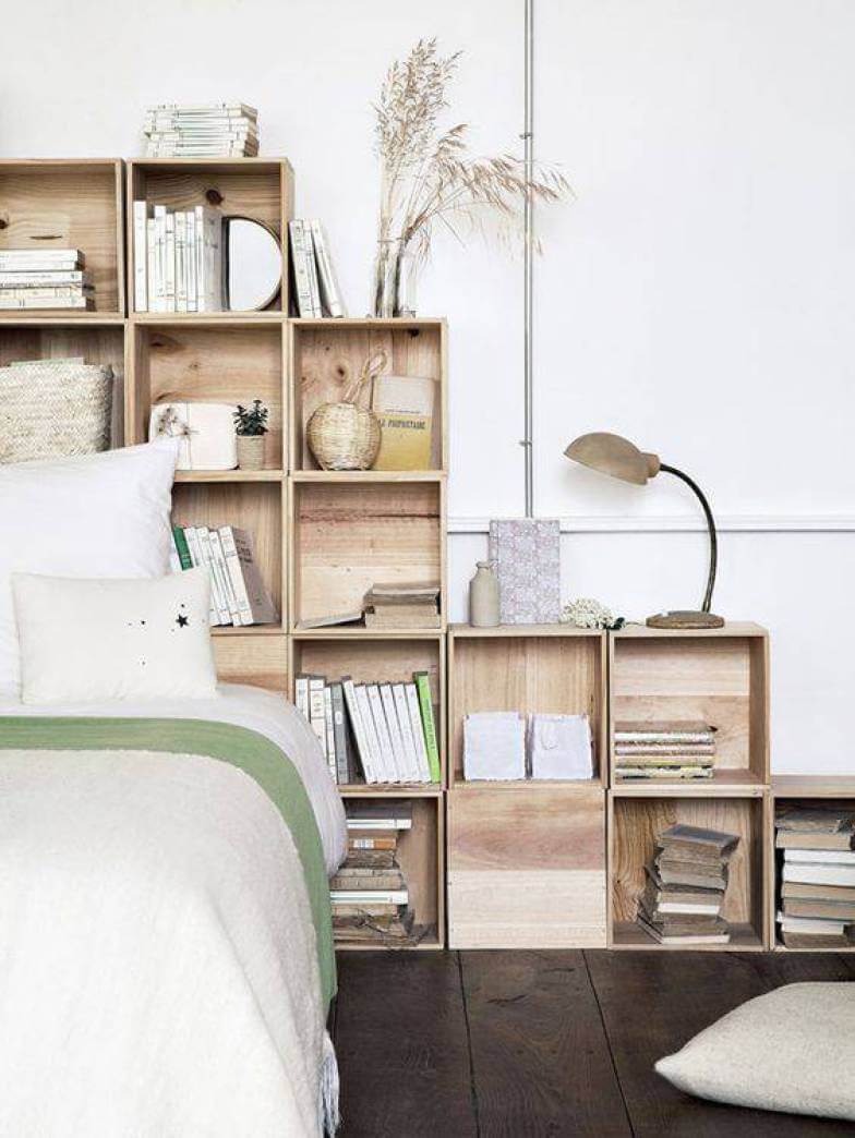 Wooden Stacking Bookcase Bed Panel