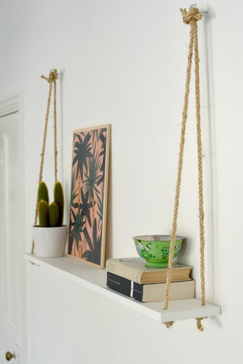 Sweet and Simple Hanging Bookshelf