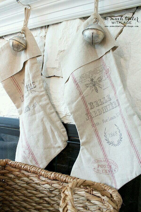 Vintage Look French Feedsack Stockings