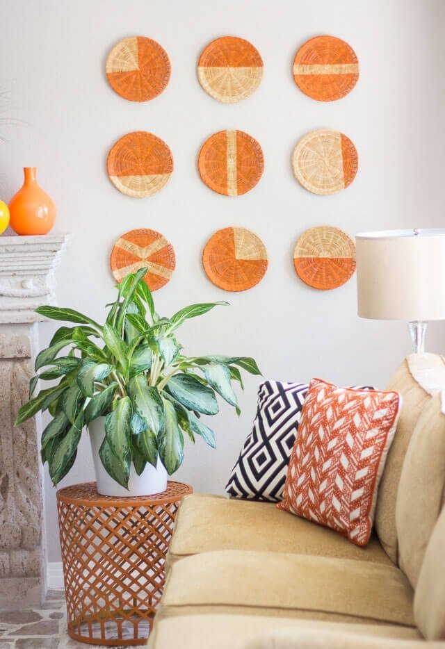 Geometric Straw Plate Wall Art