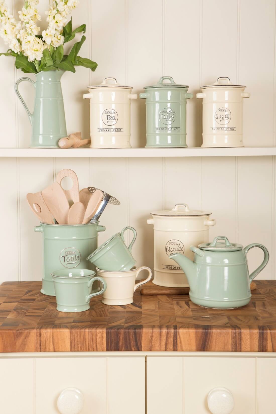 Alternating Colors Kitchen Enamelware Assemblage