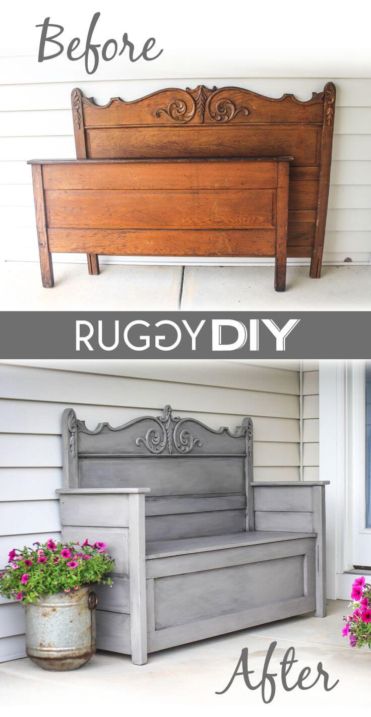 24 Best Old Headboard Upcycling Ideas, How To Make A Headboard Into Bench