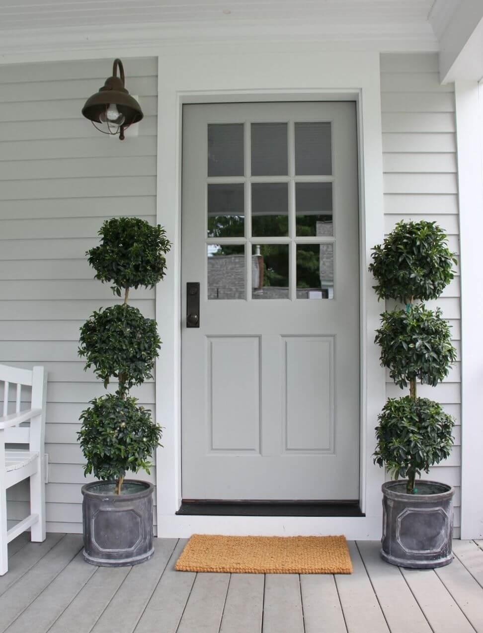 Modern White Door with Plants