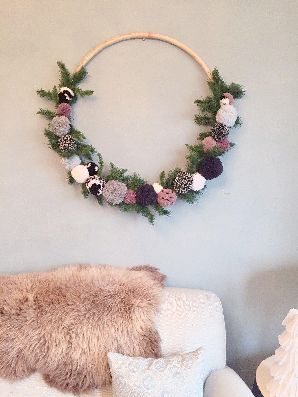 Round Floral Wall Hanging with Greenery