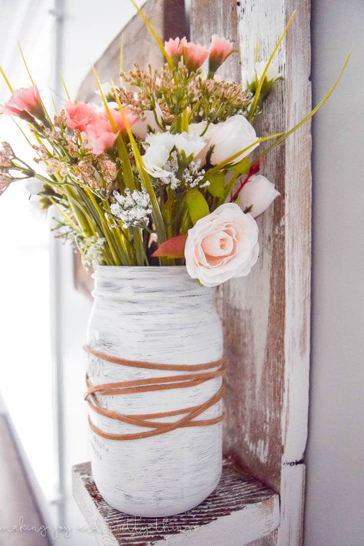 Mason Jar Blush Pink Flower Arrangement