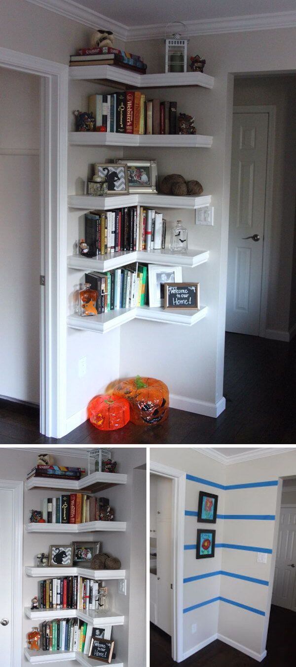 Transform a Corner with Wraparound Shelves