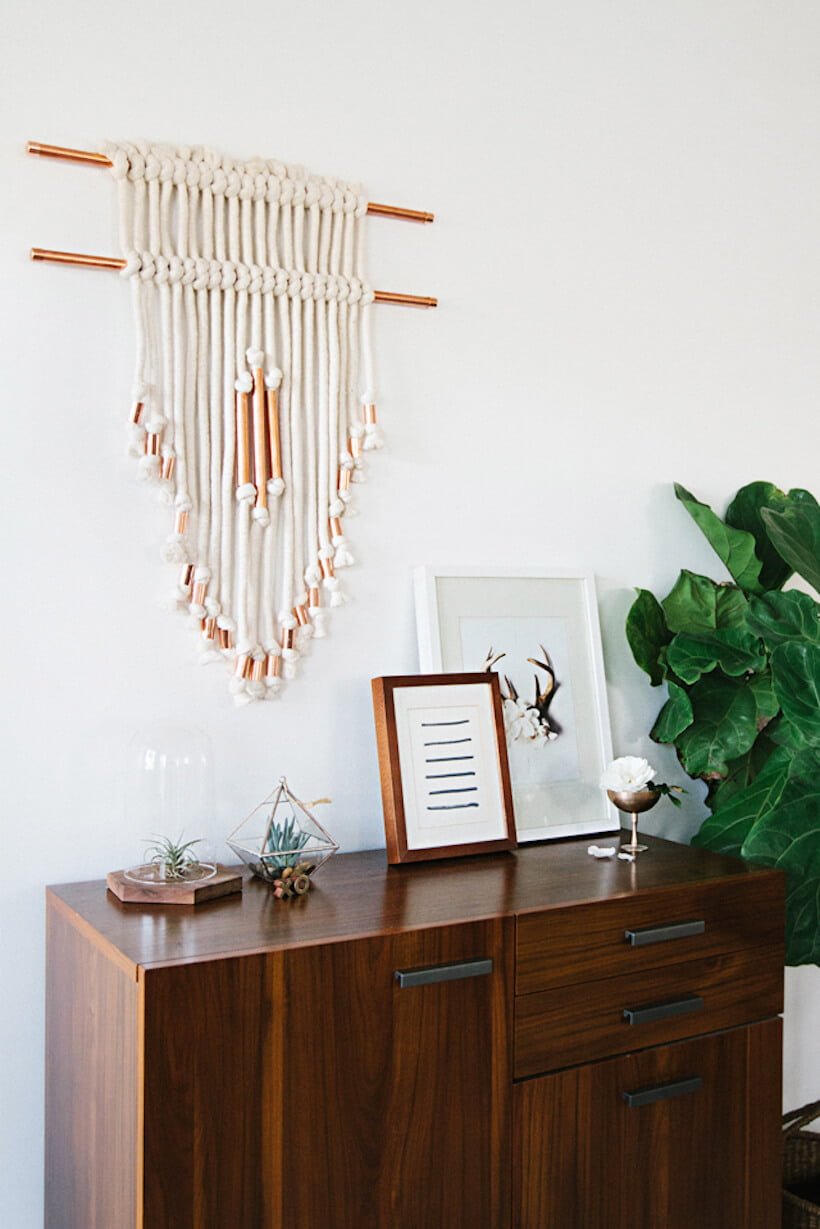 Thick Rope Wall Hanging with Brass Elements