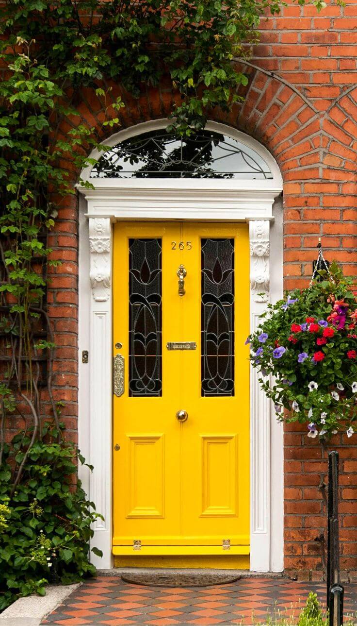 Sunshine Yellow Door on a Cloudy Day