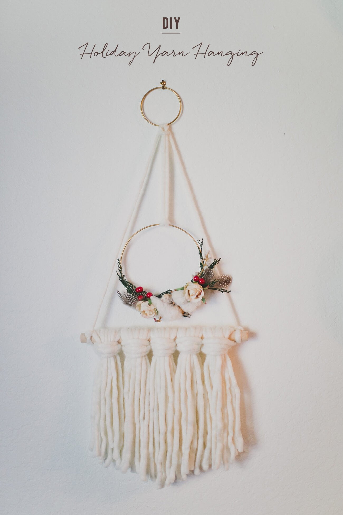 Mini Floral and Macrame Yarn Wall Hanging